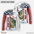 Frenzidea Crappie Fishing American Flag Red Blue Seawave Custom Name & Team Name 3D Shirts