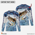 Frenzidea Walleye Fishing Blue Camo Clear Water Custom Name & Team Name 3D Shirts