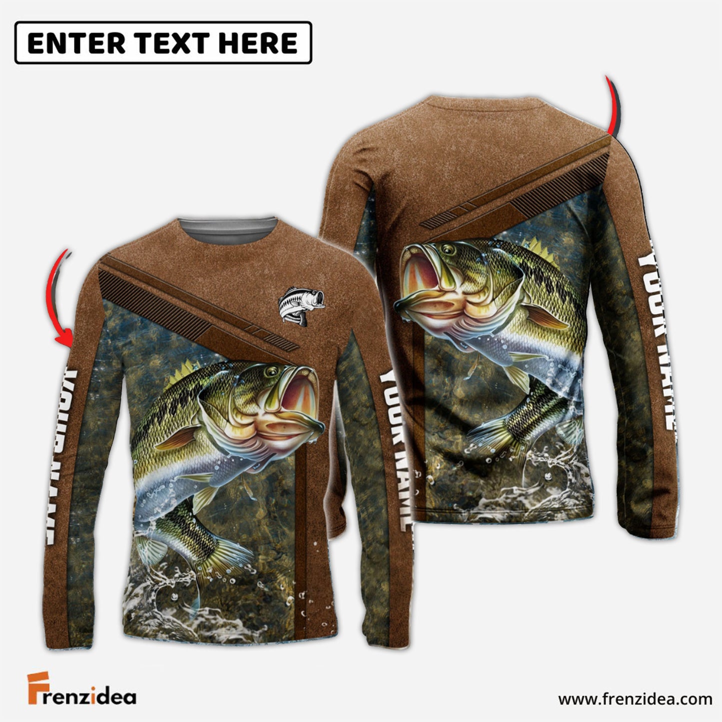 Frenzidea Bass Fishing Leather Pattern Personalized Shirt