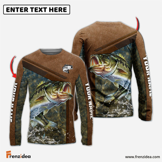 Frenzidea Bass Fishing Leather Pattern Personalized Shirt