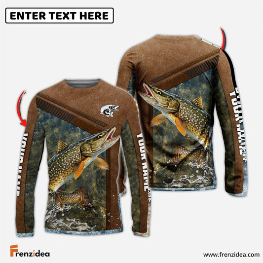 Frenzidea Pike Fishing Leather Pattern Personalized Shirt