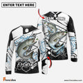 Frenzidea Striped Bass Fishing White Gray Black Hexagon Sport Custom Name & Team Name 3D Shirts