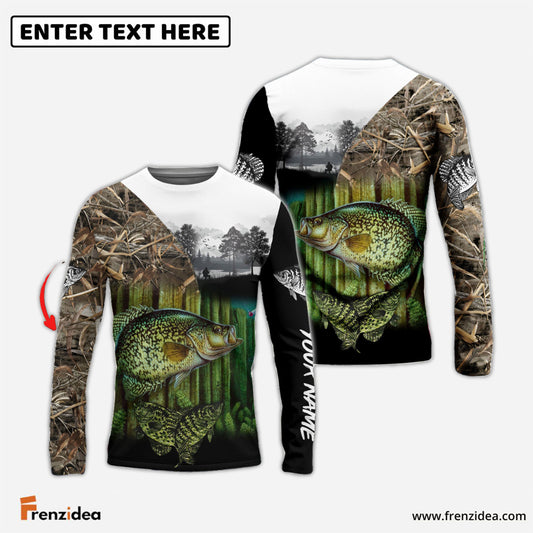 Frenzidea Crappie Fishing Camo Freshwater Fish Customize Name 3D Shirts