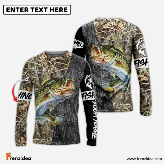 Frenzidea Custom Largemouth Bass Fishing Camo Personalized Bass Fishing 3D Shirt