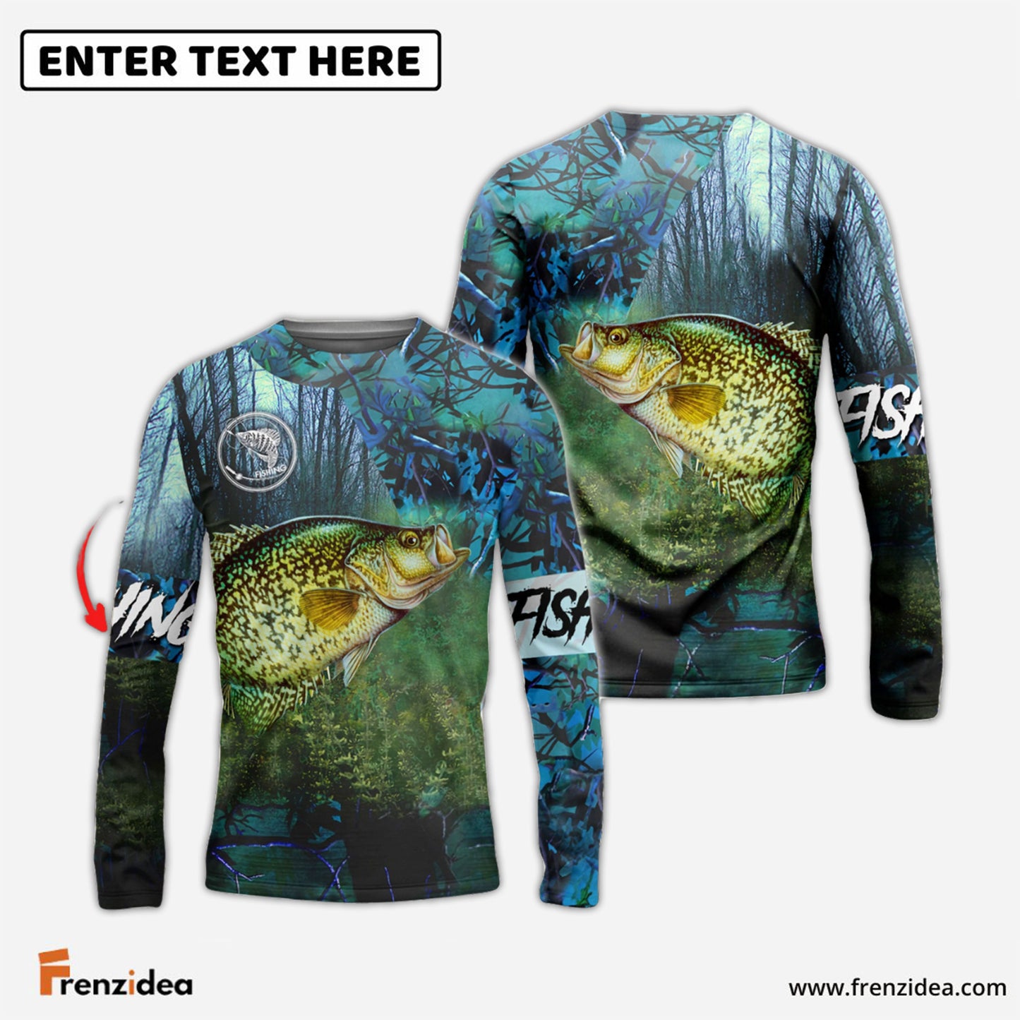 Frenzidea Crappie Fishing Blue Camo Custom Name 3D Shirts