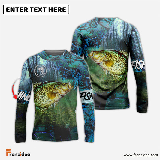 Frenzidea Crappie Fishing Blue Camo Custom Name 3D Shirts