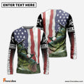 Frenzidea Bass Fishing Crew 3D Flying American Flag Patriot Customize Name 3D Shirts
