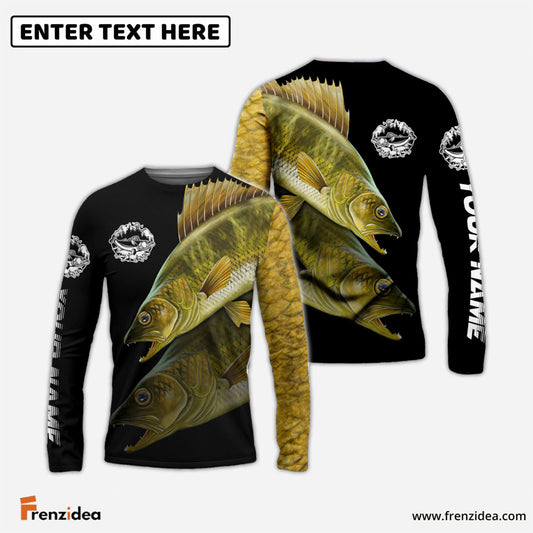 Frenzidea Personalized Walleye Fishing Custom Name 3D Shirts
