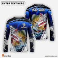 Frenzidea Walleye Fishing Dark Blue Scratch American Flag scratch Sport Custom Name & Team Name 3D Shirts