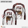 Frenzidea "Born To Fish" Redfish Fishing Red Camo Custom Name   Long Sleeve Fishing Shirts