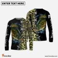 Frenzidea Crappie Fishing Green Scale Customize Name Performance Long Sleeve Fishing Shirts