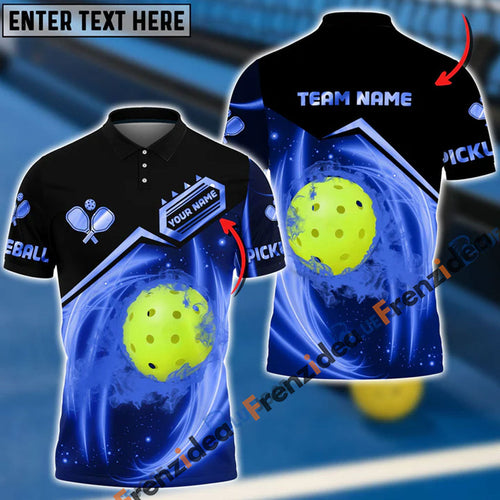 Frenzidea Pickleball Light Pattern Blue Personalized Name, Team Name Unisex Shirt