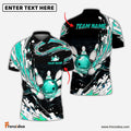 Frenzidea Personalized Name Waves Bowling And Pins Multicolor 3D Shirt