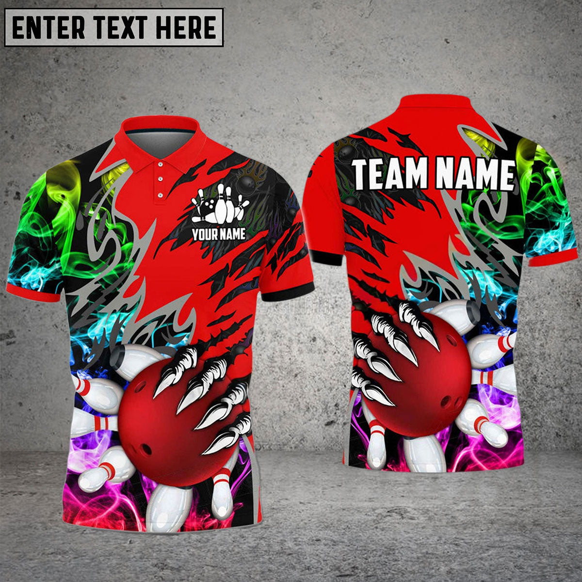 Frenzidea Bowling And Pins Smoking Claws Customized Name 3D Shirt ( 6 Colors)