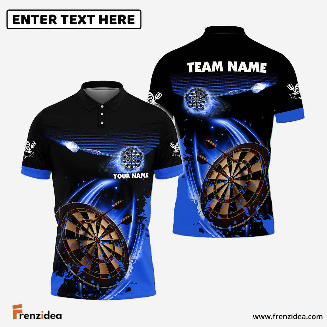 Frenzidea Blue Fire Darts Personalized Name, Team Name 3D Shirt