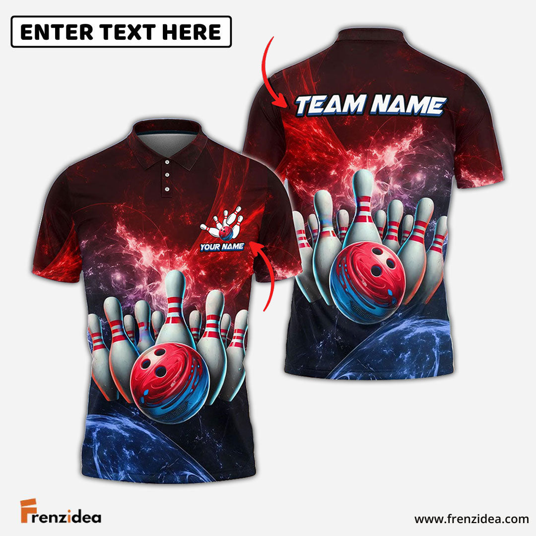 Frenzidea Bowling And Pins Light Crash Customized Name 3D Shirt (4 Colors)