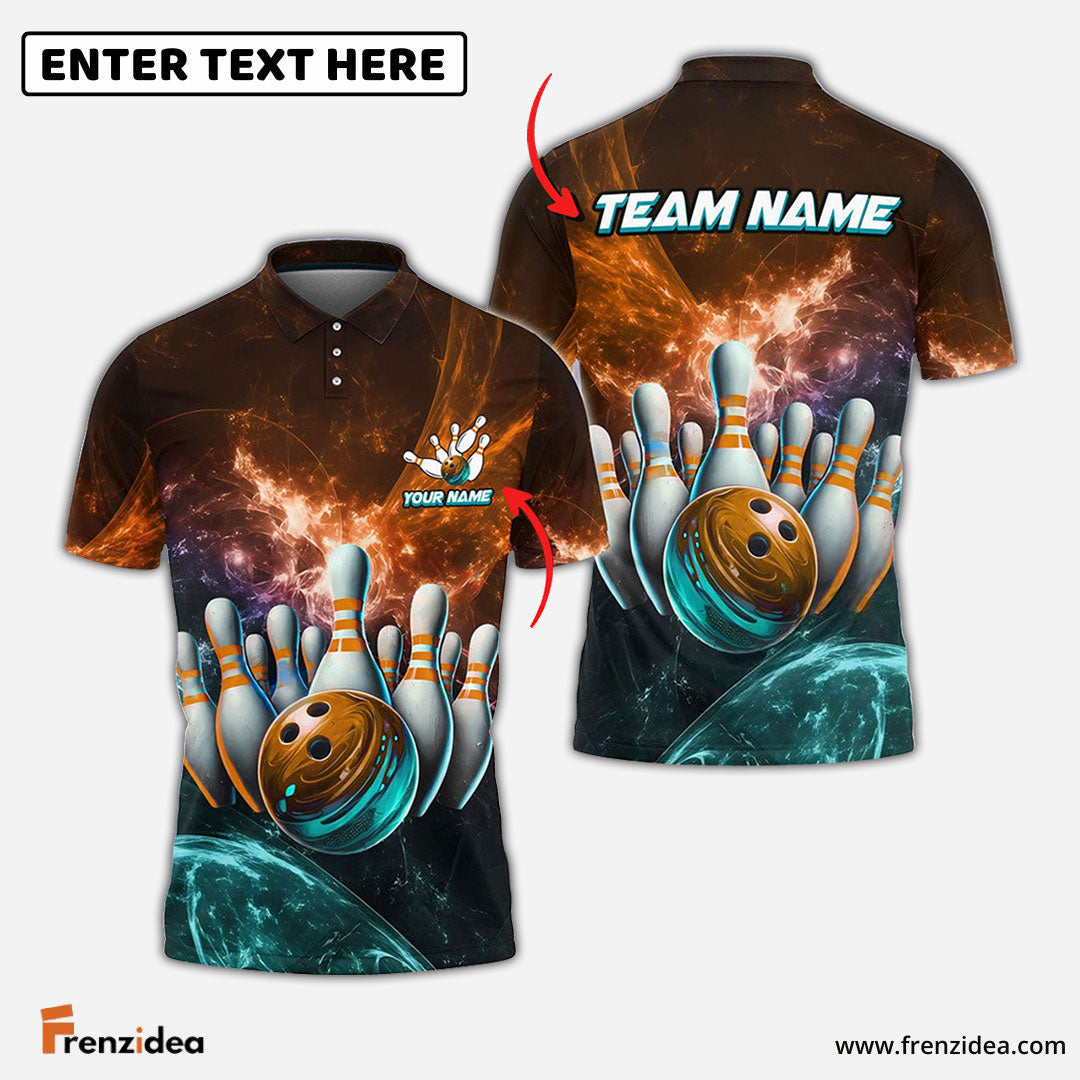 Frenzidea Bowling And Pins Light Crash Customized Name 3D Shirt (4 Colors)