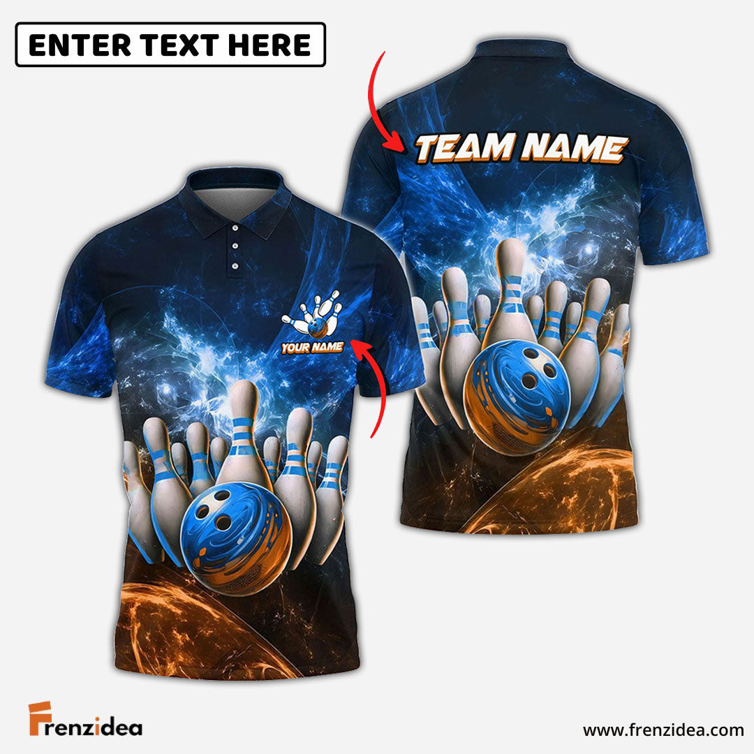 Frenzidea Bowling And Pins Light Crash Customized Name 3D Shirt (4 Colors)