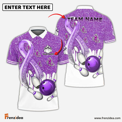 Frenzidea Bowling And Pins Awareness Edition Customized Name 3D Shirt (4 Colors)