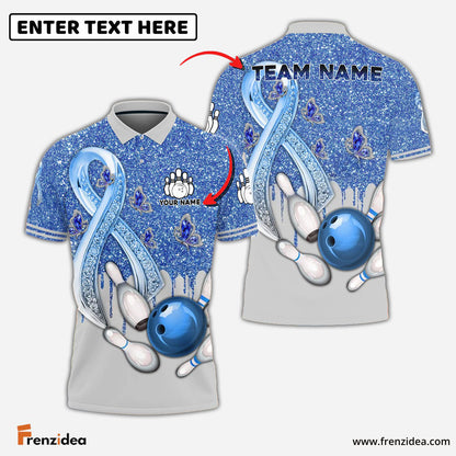 Frenzidea Bowling And Pins Awareness Edition Customized Name 3D Shirt (4 Colors)