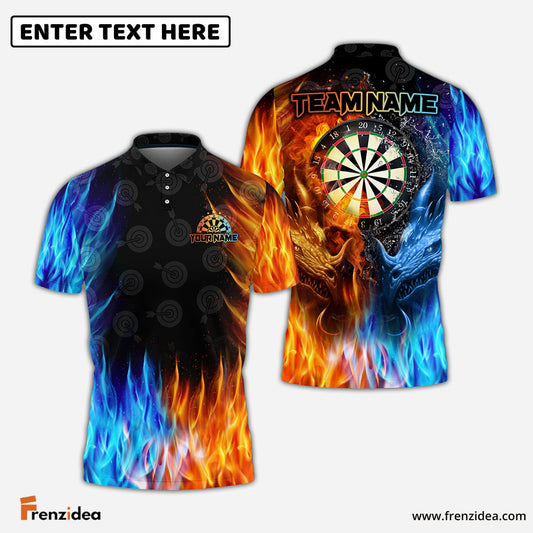 Frenzidea Blue Fire Dartboard Customized Name, Team Name 3D Unisex Shirt