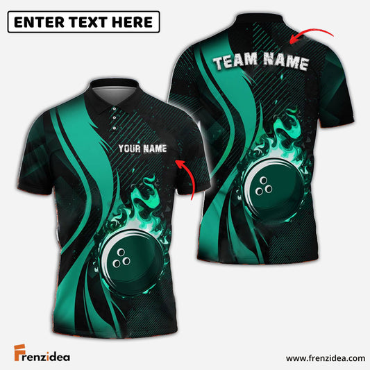 Frenzidea Bowling And Pins Dynamic Fire Customized Name 3D Shirt (4 Colors)