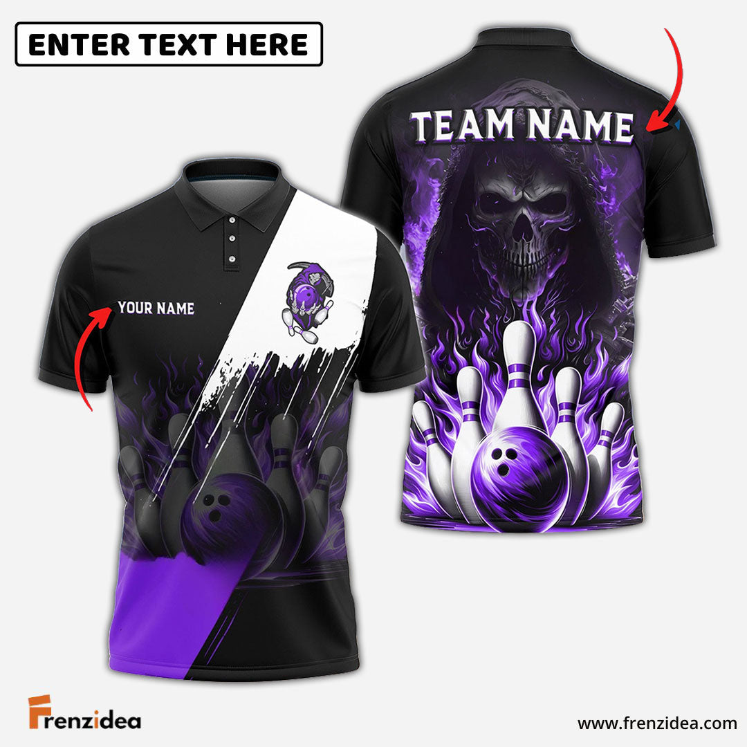 Frenzidea Bowling And Pins Blazing Reaper Customized Name 3D Shirt (4 Colors)