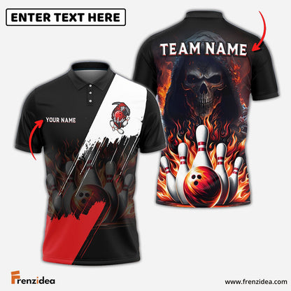 Frenzidea Bowling And Pins Blazing Reaper Customized Name 3D Shirt (4 Colors)