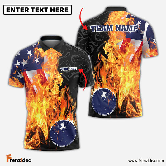 Frenzidea Bowling And Pins Blazing America Customized Name, Team Name 3D Shirt
