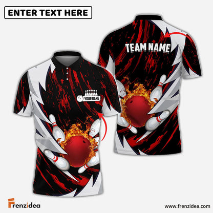 Frenzidea Personalized Name Thunders Bowling And Pins Multicolor 3D Shirt