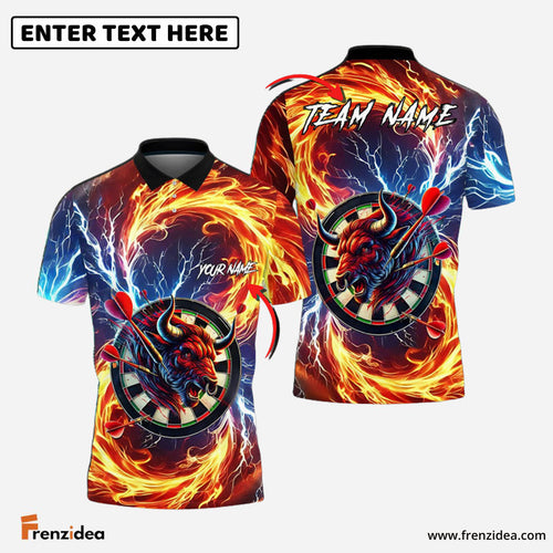 Frenzidea Darts Precision Aim Bullseye Fire And Thunder Personalized Name, Team Name 3D Shirt