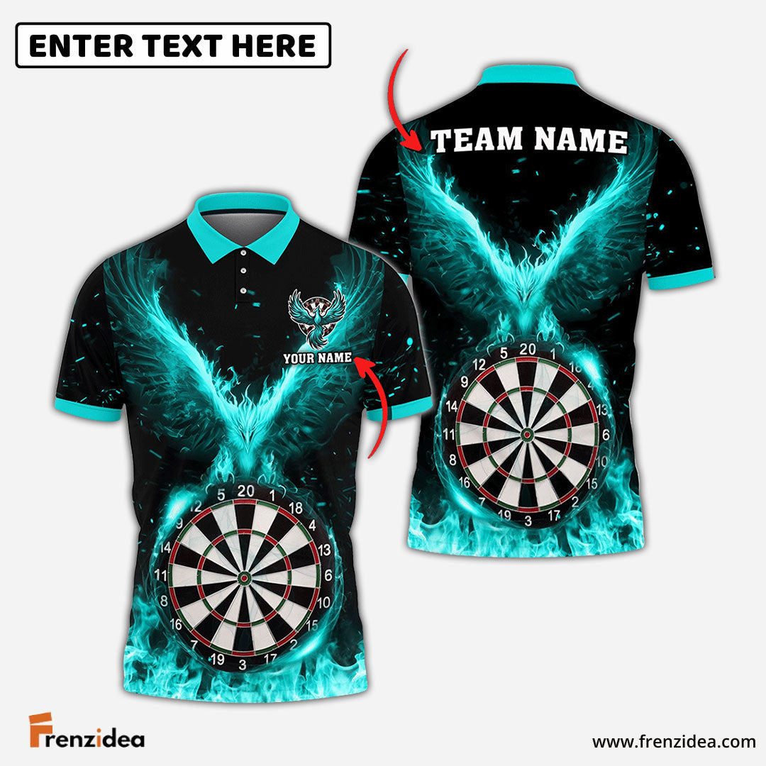 Frenzidea Darts Rebirth Flame Phoenix Personalized Name, Team Name 3D Shirt (4 Colors)