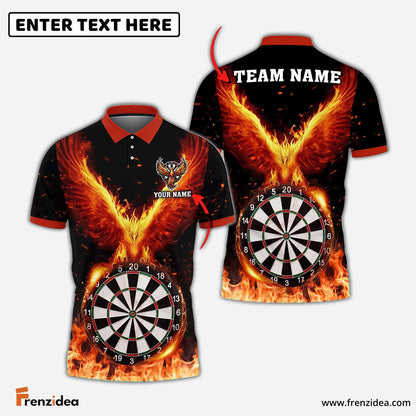 Frenzidea Darts Rebirth Flame Phoenix Personalized Name, Team Name 3D Shirt (4 Colors)