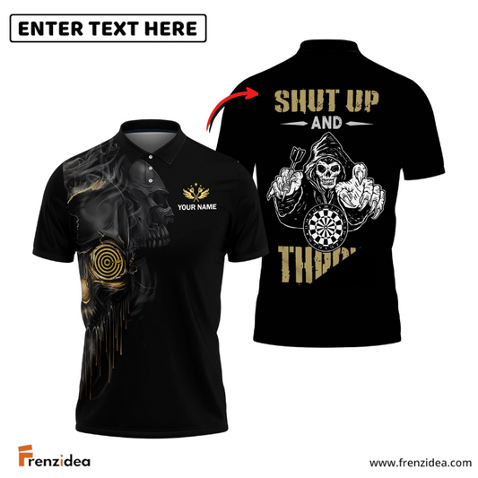 Frenzidea Darts Skull Shut Up and Throw Custom Darts Shirts