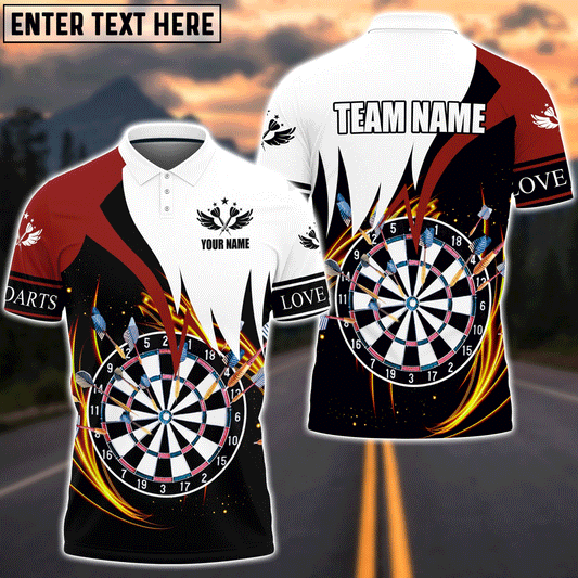 Frenzidea Darts Red & White Personalized Name 3D Shirt