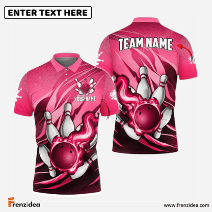Frenzidea Bowling And Pins Fire Storm Customized Name 3D Shirt for Kids