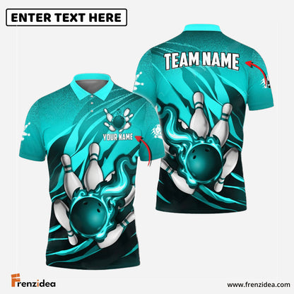 Frenzidea Bowling And Pins Fire Storm Customized Name 3D Shirt for Kids