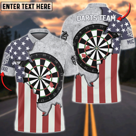 Frenzidea Darts Board USA Flag Personalized Name, Team Name 3D Shirt