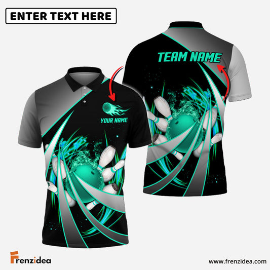 Frenzidea Flame Bowling And Pins Tornado Pattern Multicolor Customized Name 3D Shirt