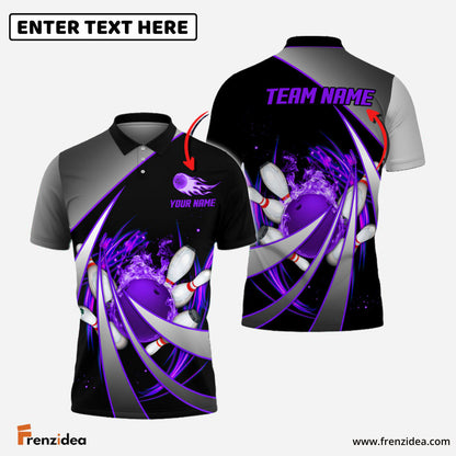 Frenzidea Flame Bowling And Pins Tornado Pattern Multicolor Customized Name 3D Shirt