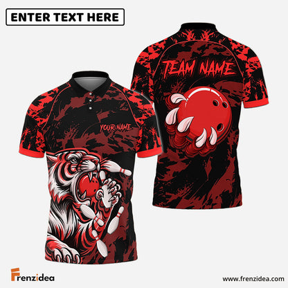 Frenzidea The Tiger and Bowling Pattern Customized Name 3D Shirt (4 Colors)