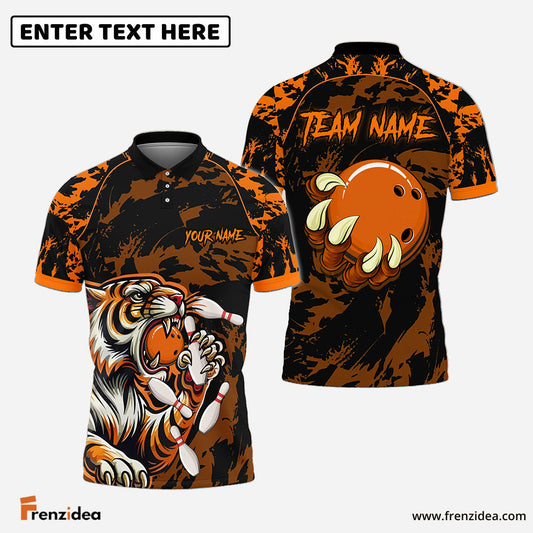 Frenzidea The Tiger and Bowling Pattern Customized Name 3D Shirt (4 Colors)