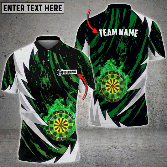 Frenzidea Dart Green Fire Personalized Name 3D Shirt