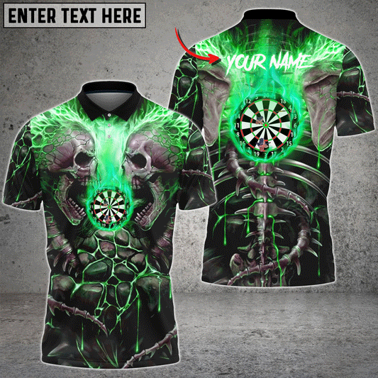 Frenzidea Dart Skull Green Personalized Name 3D Shirt