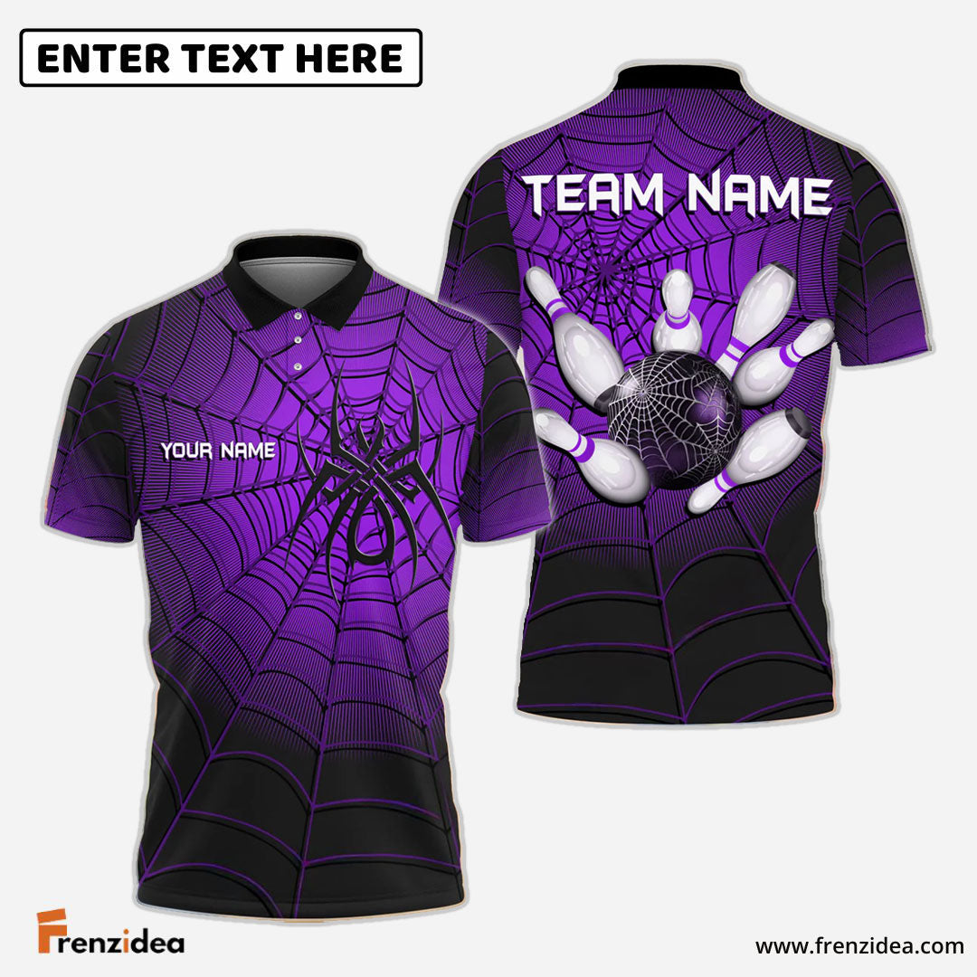 Frenzidea Bowling And Pins Spider Web Customized Name, Team Name 3D Shirt (4 Colors)