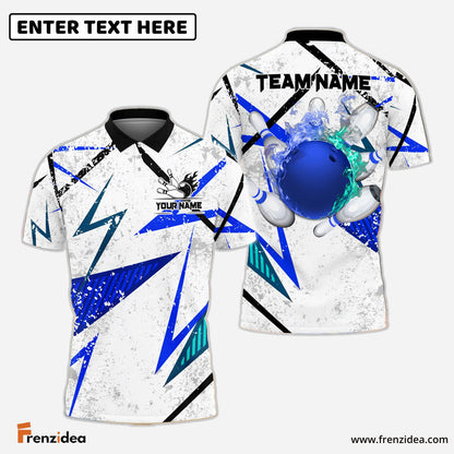 Frenzidea Bowling And Pins Lightning Fire Flame Customized Name 3D Shirt (4 Colors)