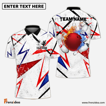 Frenzidea Bowling And Pins Lightning Fire Flame Customized Name 3D Shirt (4 Colors)