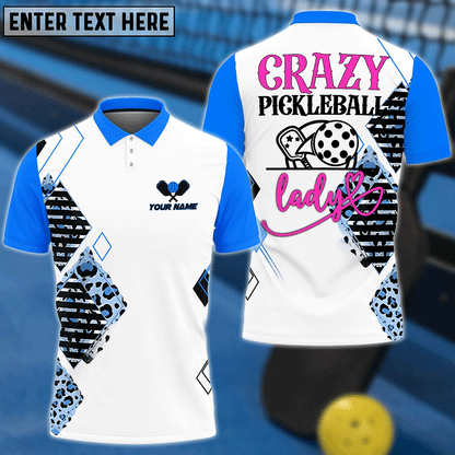 Frenzidea Pickleball Crazy Lady Personalized Name Unisex Shirt