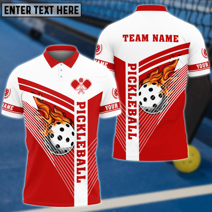 Frenzidea Pickleball Fire Personalized Name, Team Name Shirt (4 Colors)