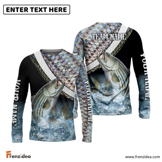 Frenzidea Striped Bass Fishing Skin Water Custom Name & Team Name 3D Shirts
